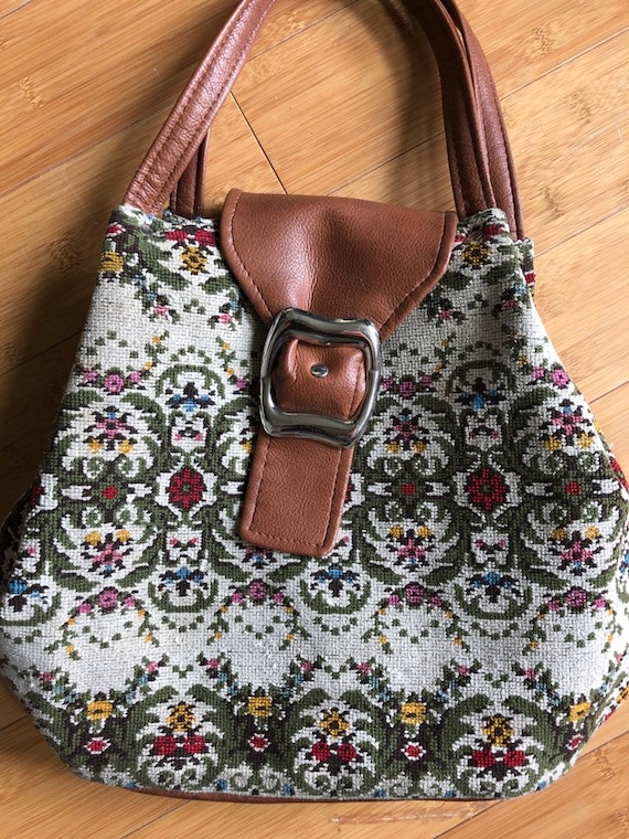 Vintage carpet bag bucket purse - image 1