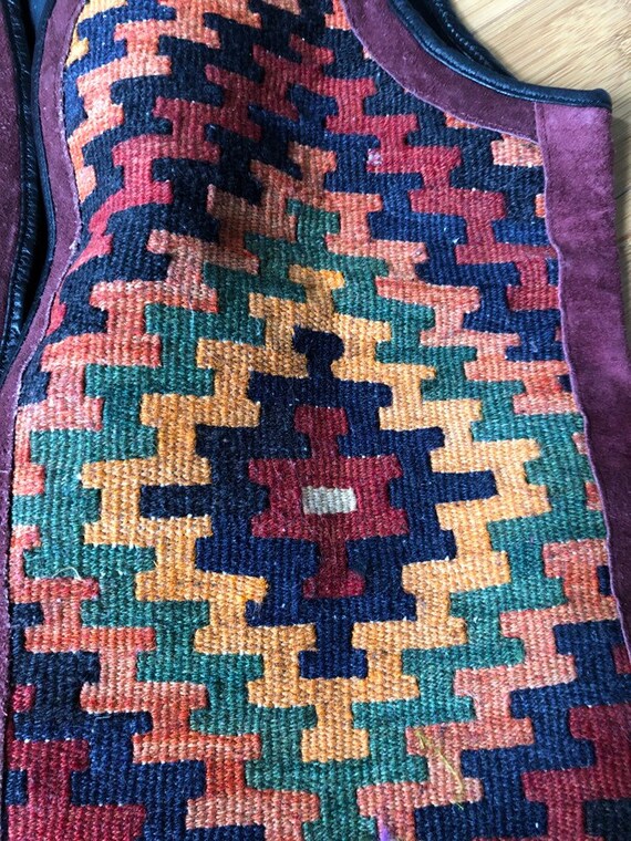 Vintage suede and southwestern wool tapestry desi… - image 6