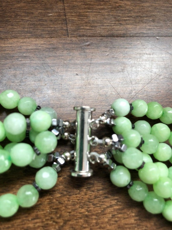 Jade and hematite multistrand necklace - image 2