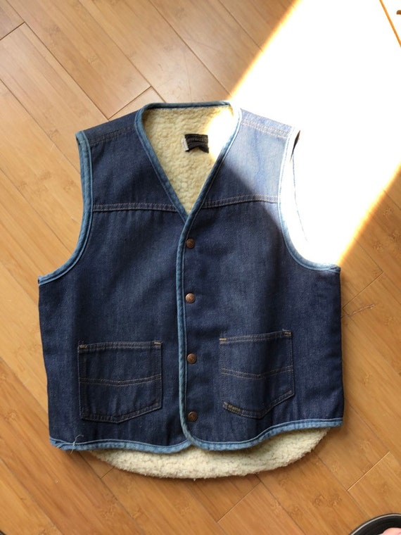 Sears Roebucks sherpa lined jean vest