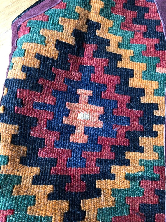 Vintage suede and southwestern wool tapestry desi… - image 5