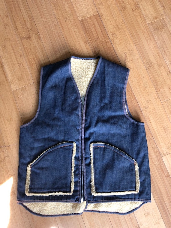 Vintage sherpa lined denim vest