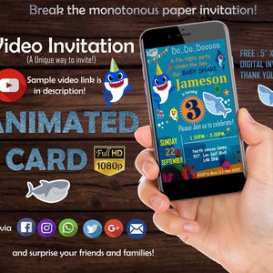 Baby Shark Invitation Danniversaire Invitation Video Etsy Baby Shark Invitation Danniversaire Invitation Video Etsy