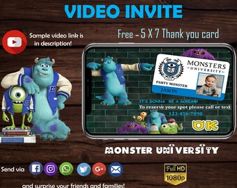 Monster University Animated Birthday Video Invitation
