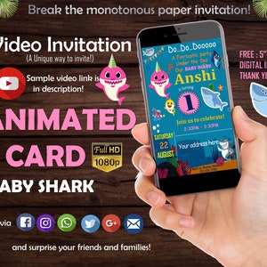 Baby Shark Invitation Danniversaire Invitation Video Etsy
