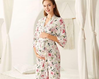 Rosa Rosen Mama & Neugeborenes Baby passender Mantel und Swaddle