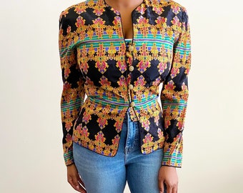 Reconstructed Vibrant Print Fitted Blazer - S/M