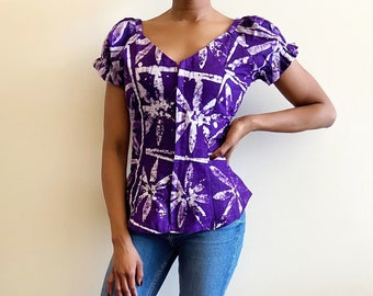 Reconstructed Vintage African Print Top - S