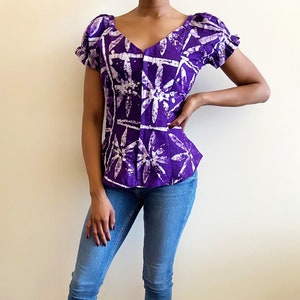 Reconstructed Vintage African Print Top S image 1