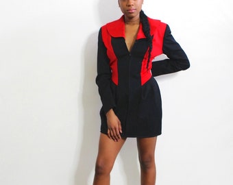 Reconstructed Color-Block Structured Mini Dress