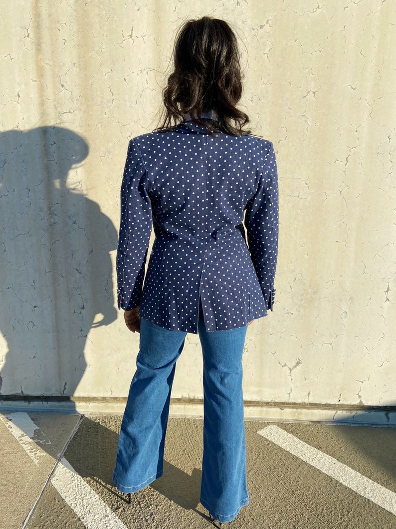 Vintage Polka-Dot Denim Blazer image 5