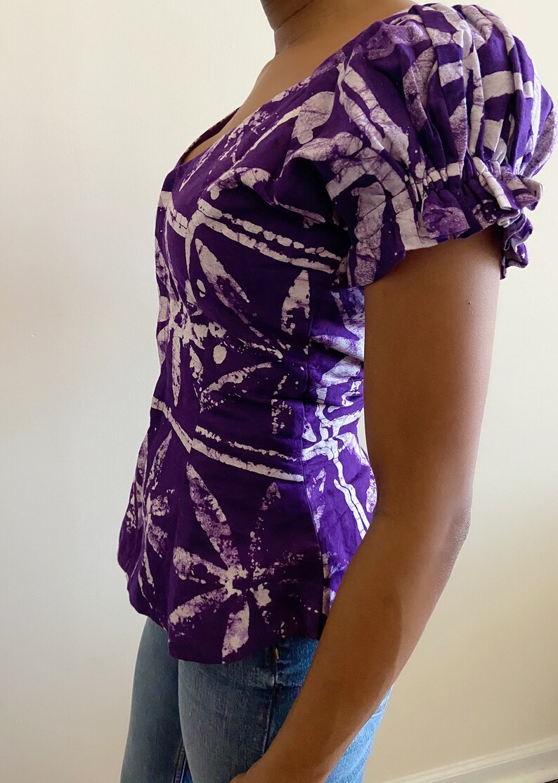 Reconstructed Vintage African Print Top S image 3