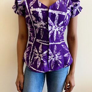 Reconstructed Vintage African Print Top S image 2