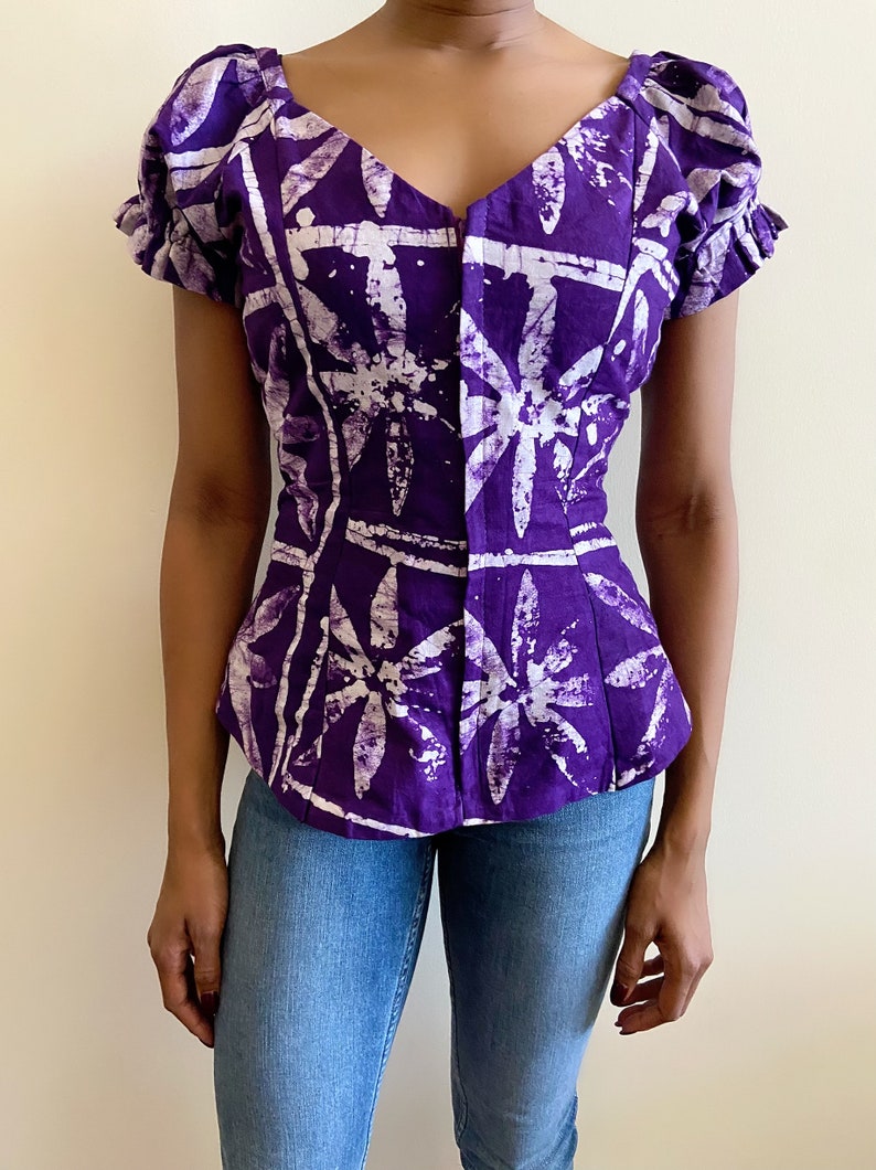 Reconstructed Vintage African Print Top S image 2