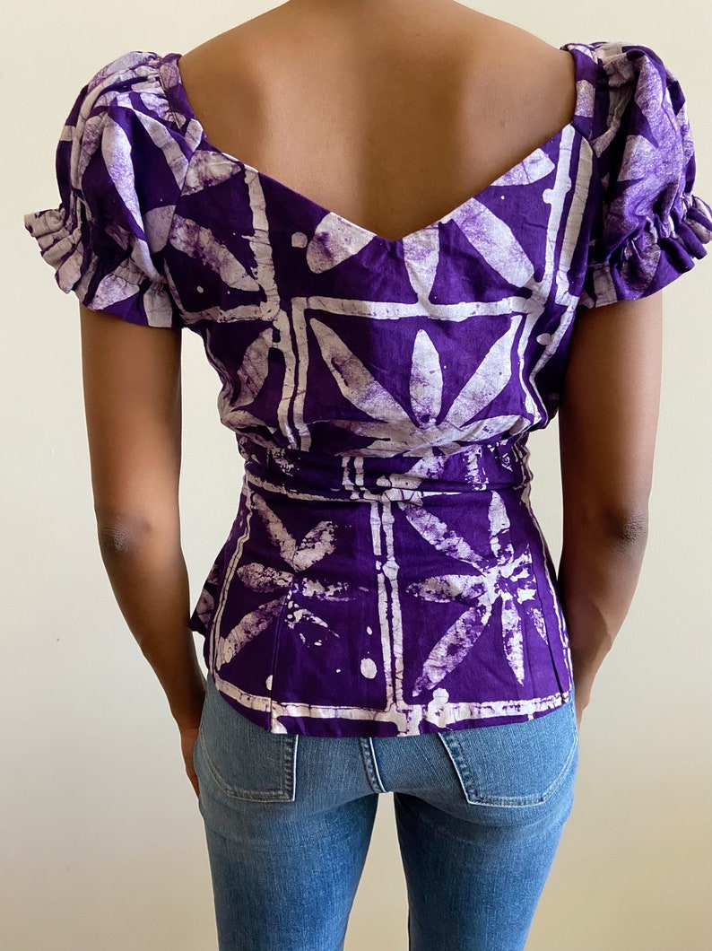 Reconstructed Vintage African Print Top S image 4