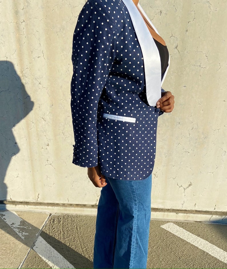 Vintage Polka-Dot Denim Blazer image 4