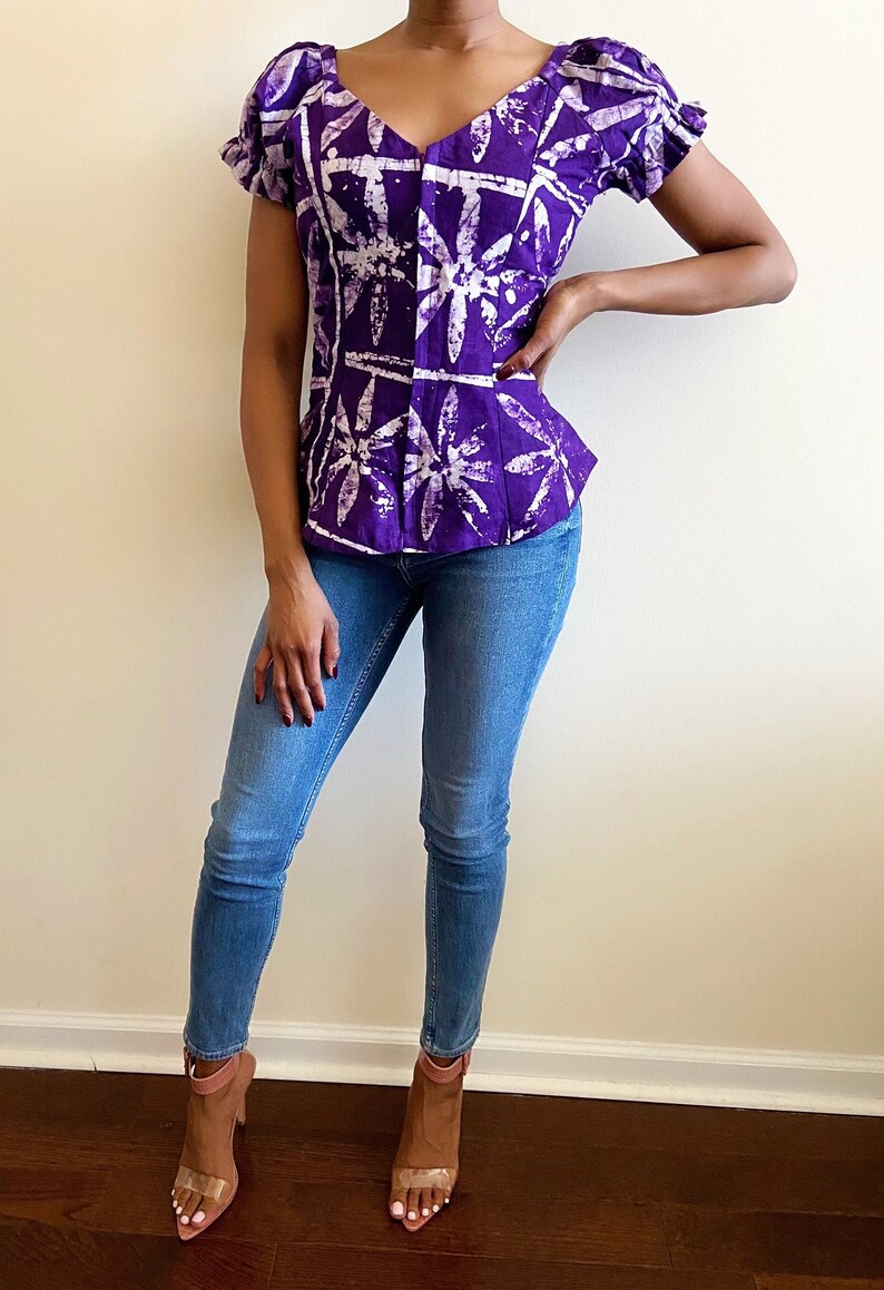 Reconstructed Vintage African Print Top S image 1