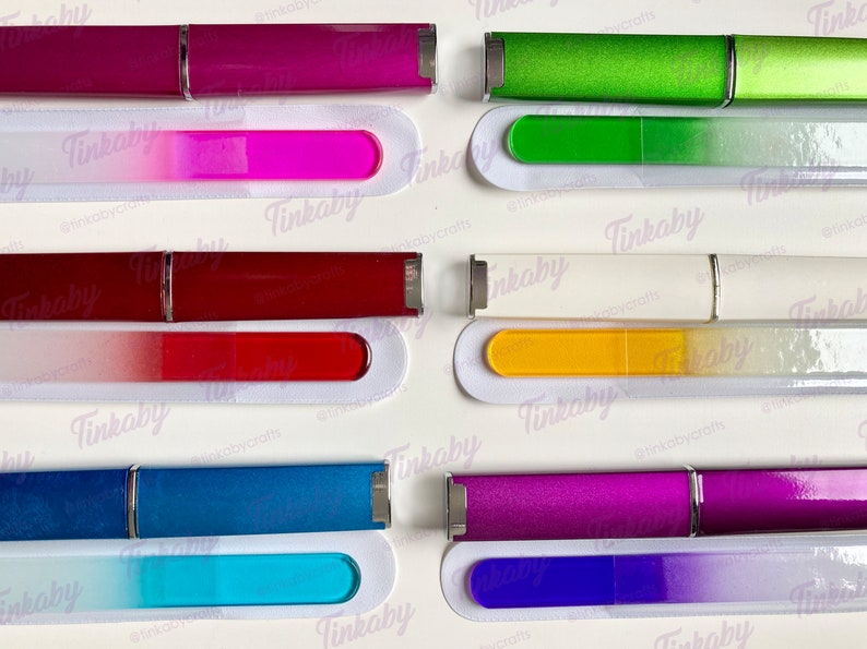 Lima de uñas de vidrio templado con estuche en varios colores: se puede personalizar o personalizar, o diseñar uñas de netball imagen 10