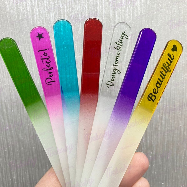 Toughened glass nail file with case in multiple colours - can be personalised or customised, or netball nails design