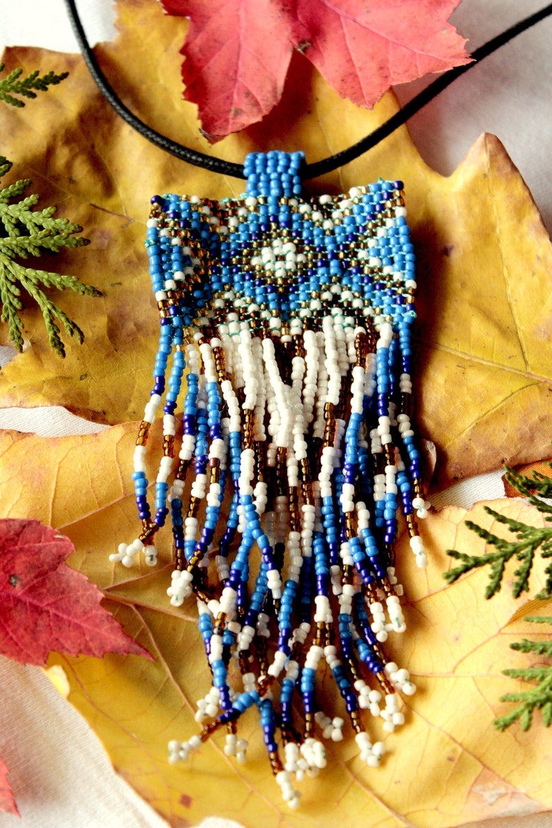 Made in Turkey Handmade Miyuki Fringe Seed Bead Necklace with Adjustable Knot Cord