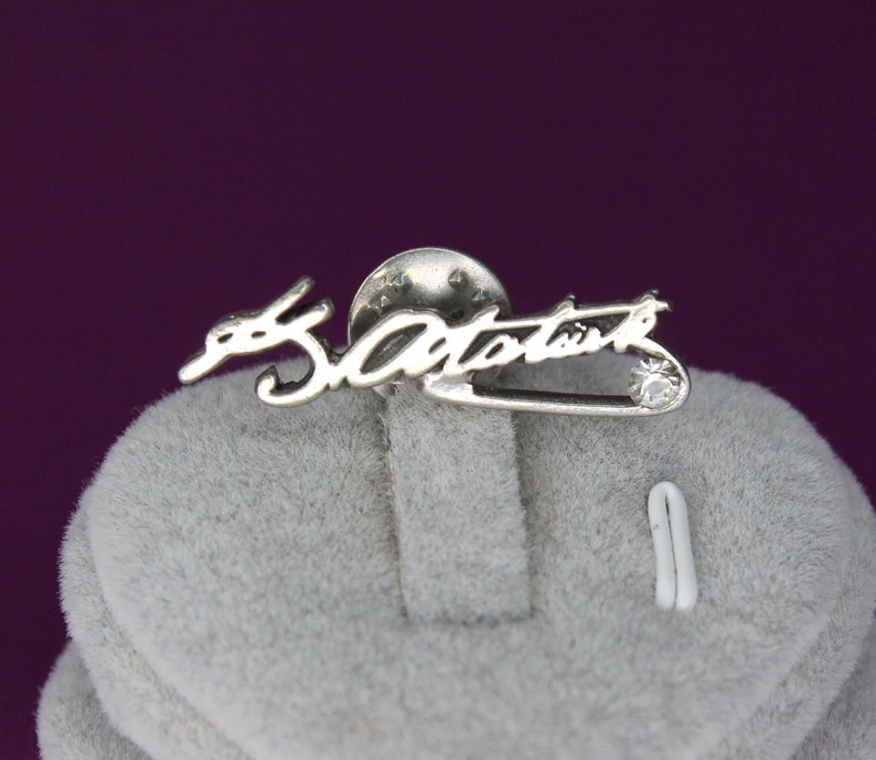 Made in Turkey Turkish Pewter Mustafa Kemal ATATURK Signature Lapel Pin with Crystal Accent