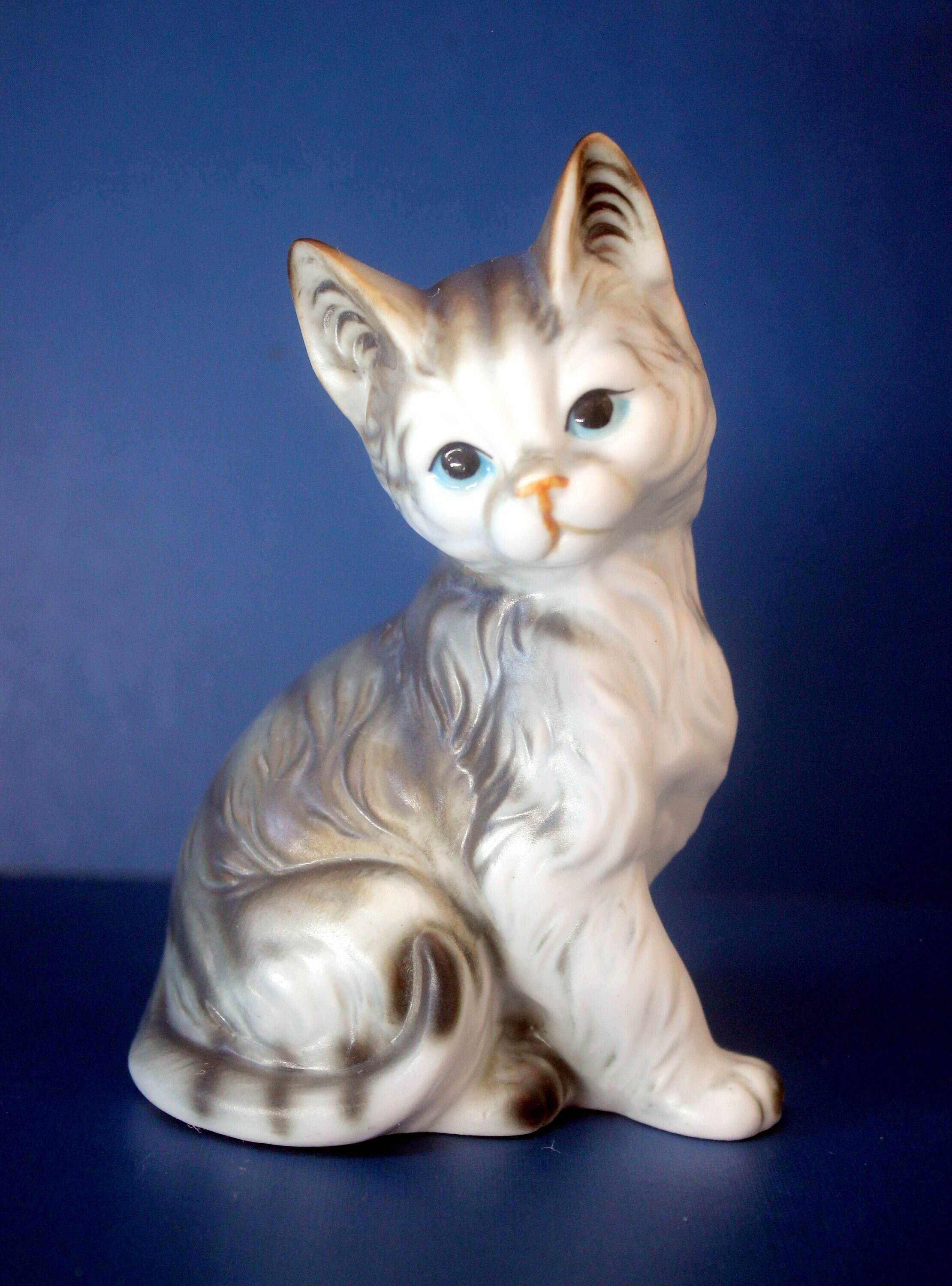 Vintage 4.5 ENESCO Ceramic CAT Figurine Etsy