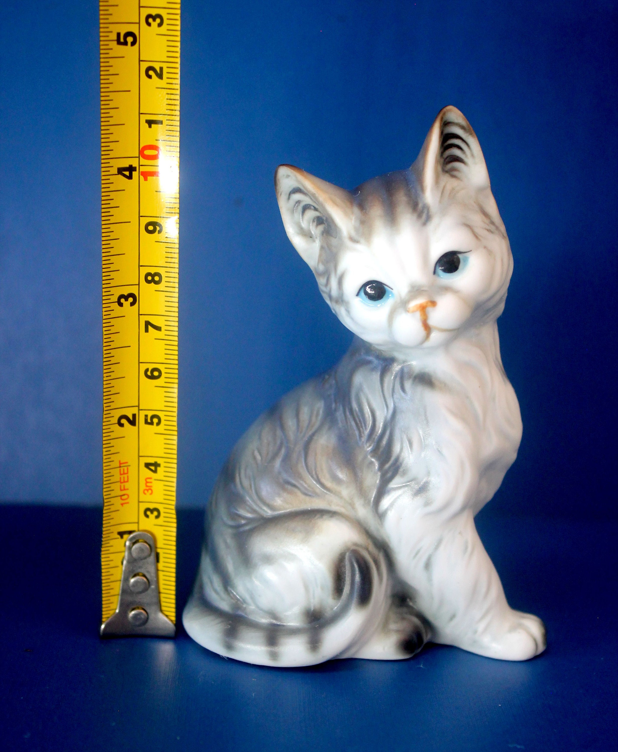 Vintage 4.5 ENESCO Ceramic CAT Figurine Etsy