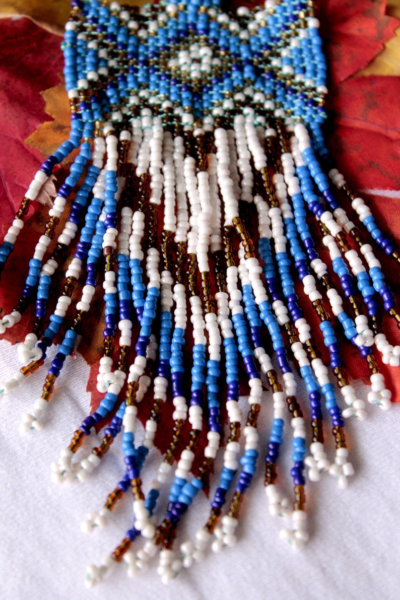 Made in Turkey Handmade Miyuki Fringe Seed Bead Necklace with Adjustable Knot Cord