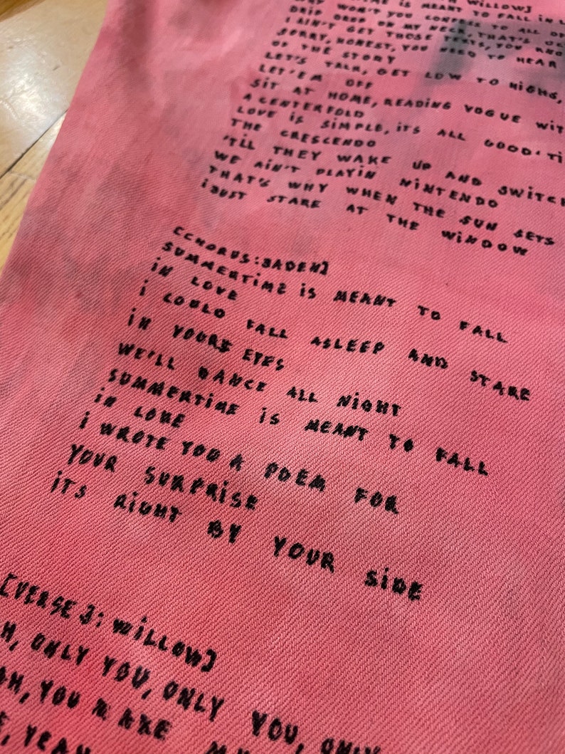 Text Denim Jeans Vintage Pink Denim Jeans Vintage Bleached Jeans Chinese Characters Custom Onepiece Men Denim Jeans Hand Painted Jeans