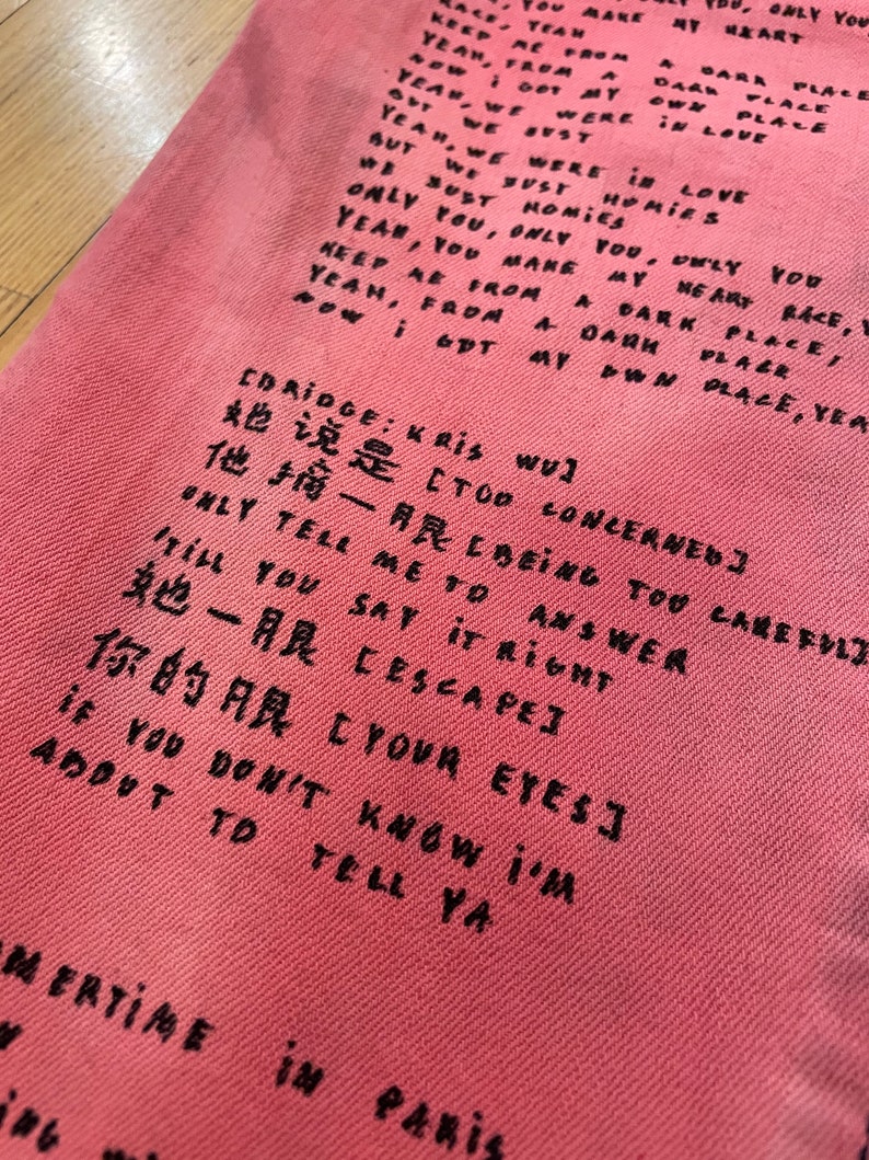 Text Denim Jeans Vintage Pink Denim Jeans Vintage Bleached Jeans Chinese Characters Custom Onepiece Men Denim Jeans Hand Painted Jeans