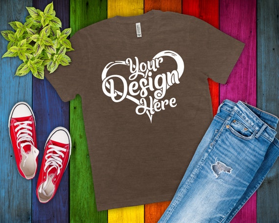 Download Free Bella Canvas 3001 Mock Up Heather Brown Mockup Unisex Psd Free Download Smart Object Mockups For Your Designs Inspiration Free Psd Mockups PSD Mockup Templates