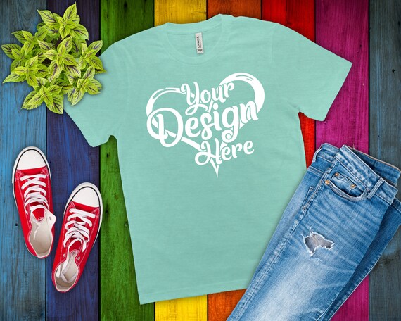 Bella Canvas 3001 Mock Up Heather Mint Mockup Unisex Bella Canvas 3001 Mock Up Heather Mint Mockup Unisex