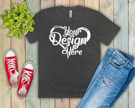 Bella Canvas 3001 Dark Heather Mockup Unisex Bella Canvas