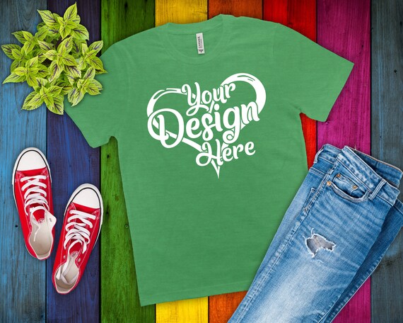 Bella Canvas 3001 Mock Up  Heather Kelly Green Mockup