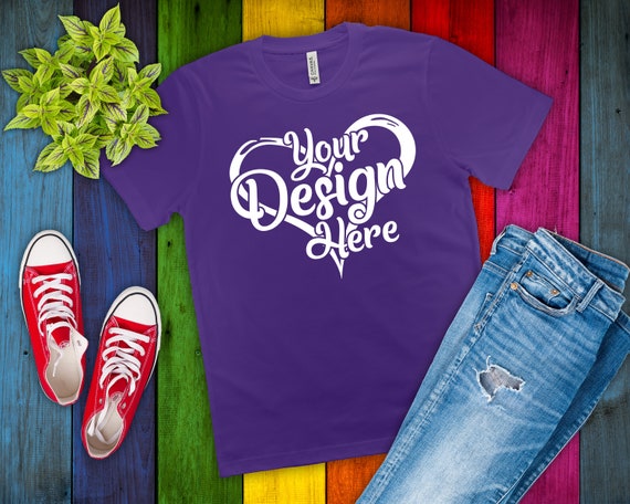 Download Free Bella Canvas 3001 Mock Up Team Purple Mockup Unisex ...