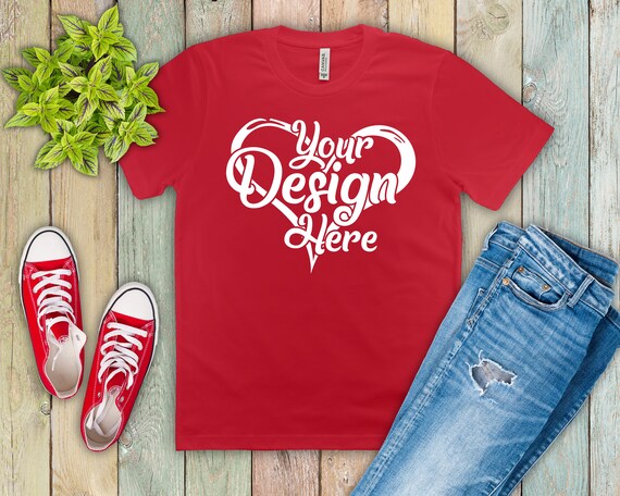 Bella Canvas 3001 Red Mockup Unisex Bella Canvas Mock