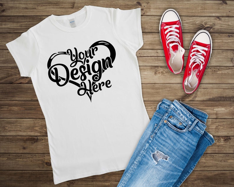 Download Gildan 64000L Ladies Mock up Bundle Black White Grey T-Shirt | Etsy