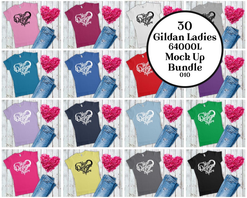 Download Gildan 64000L Softstyle Ladies Mock up Bundle Gildan T ...