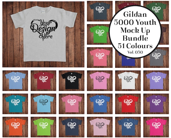 Gildan 5000 Youth T Shirt Mockup Bundle 51 Colours Gildan Etsy