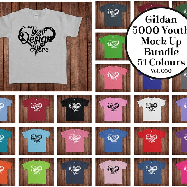 Gildan 5000 Youth T-Shirt Mockup Bundle 51 Colours Gildan Mockup Flat Lay Mock up Gildan 5000B Mock up Bundle Toddler T-Shirt Mockup 030