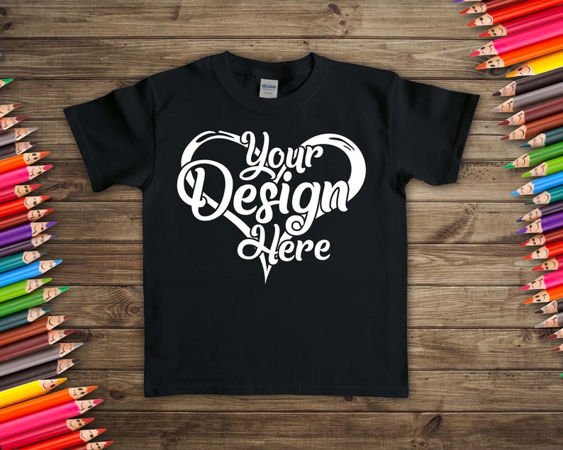 Download Gildan Youth T-Shirt Mockup Bundle White Black & Heather ...