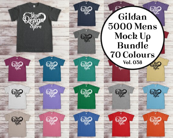 Download Gildan Heavy T Shirt Mockup Bundle All 70 Colours Gildan 5000 Etsy