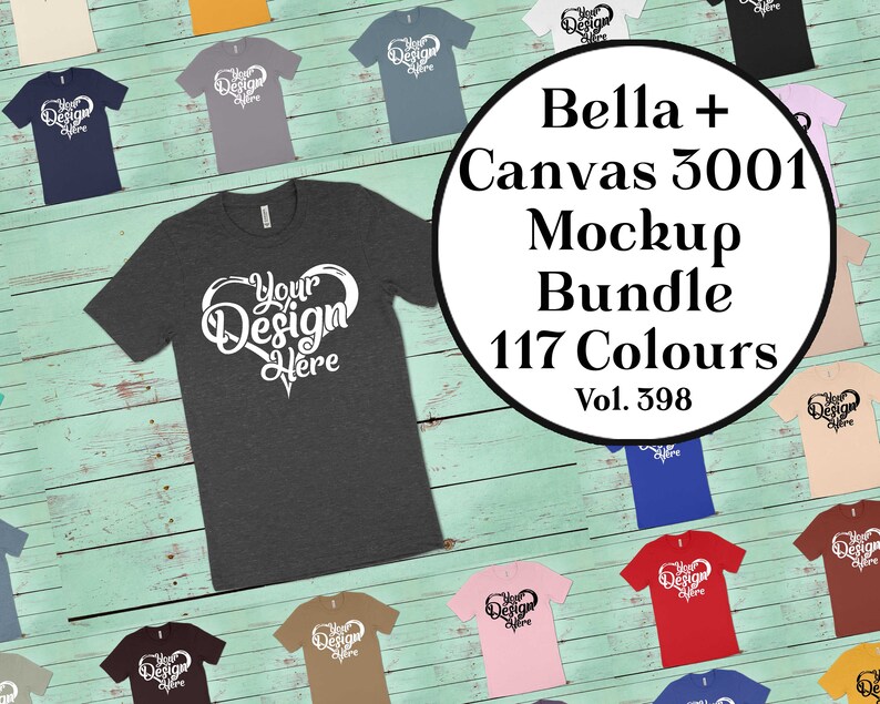Bella Canvas 3001 Mockup T-Shirt Bundle 117 Colors Womens T-shirt Mockup Bundle Mens Bella Canvas Mock Up Unisex Flatlay