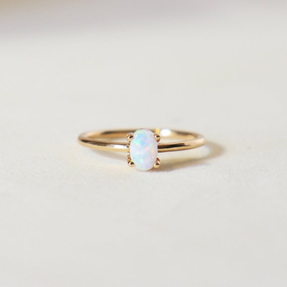 Opal rings for women 14k Gold Ring with White Opal Stone | Etsy