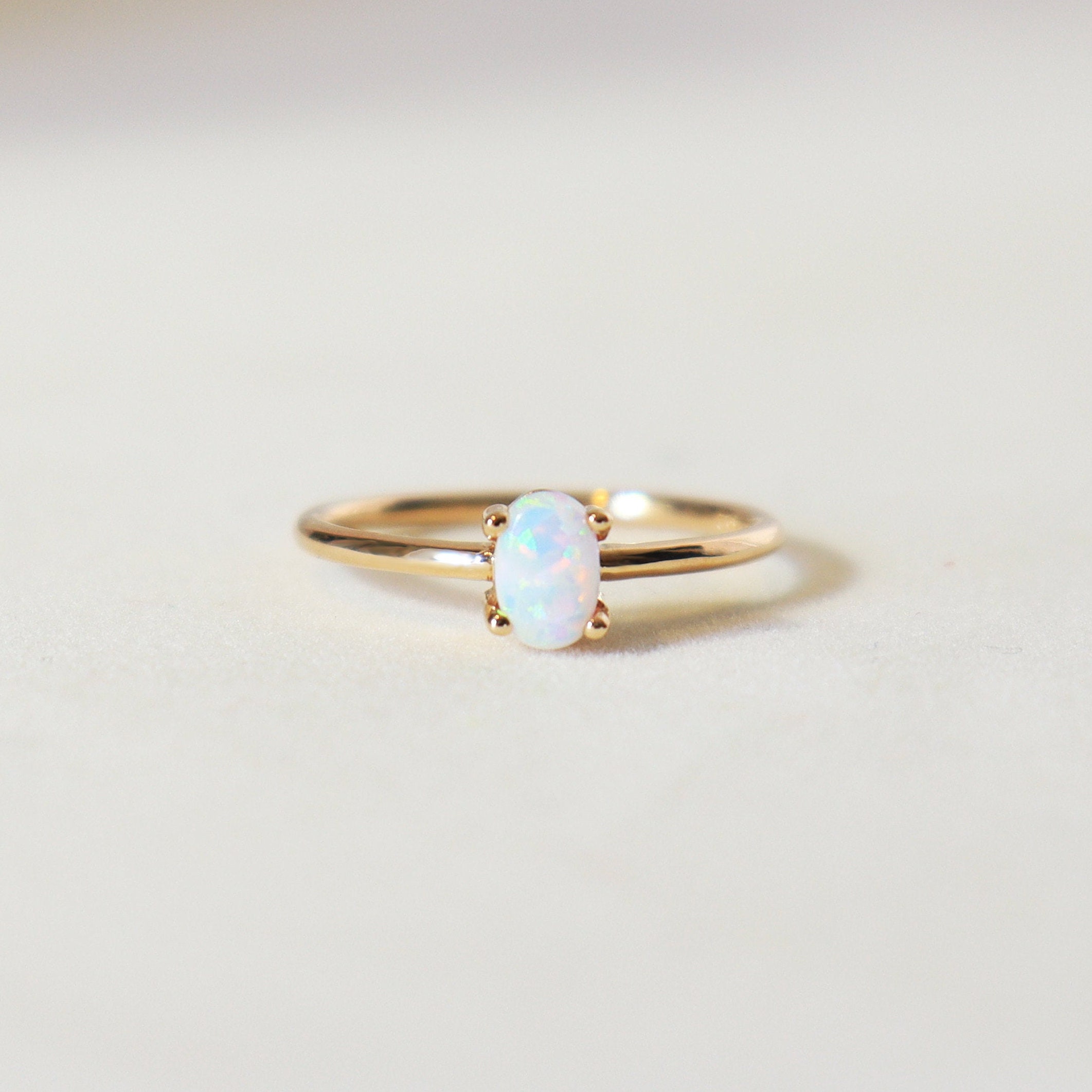 Opal rings for women 14k Gold Ring with White Opal Stone | Etsy