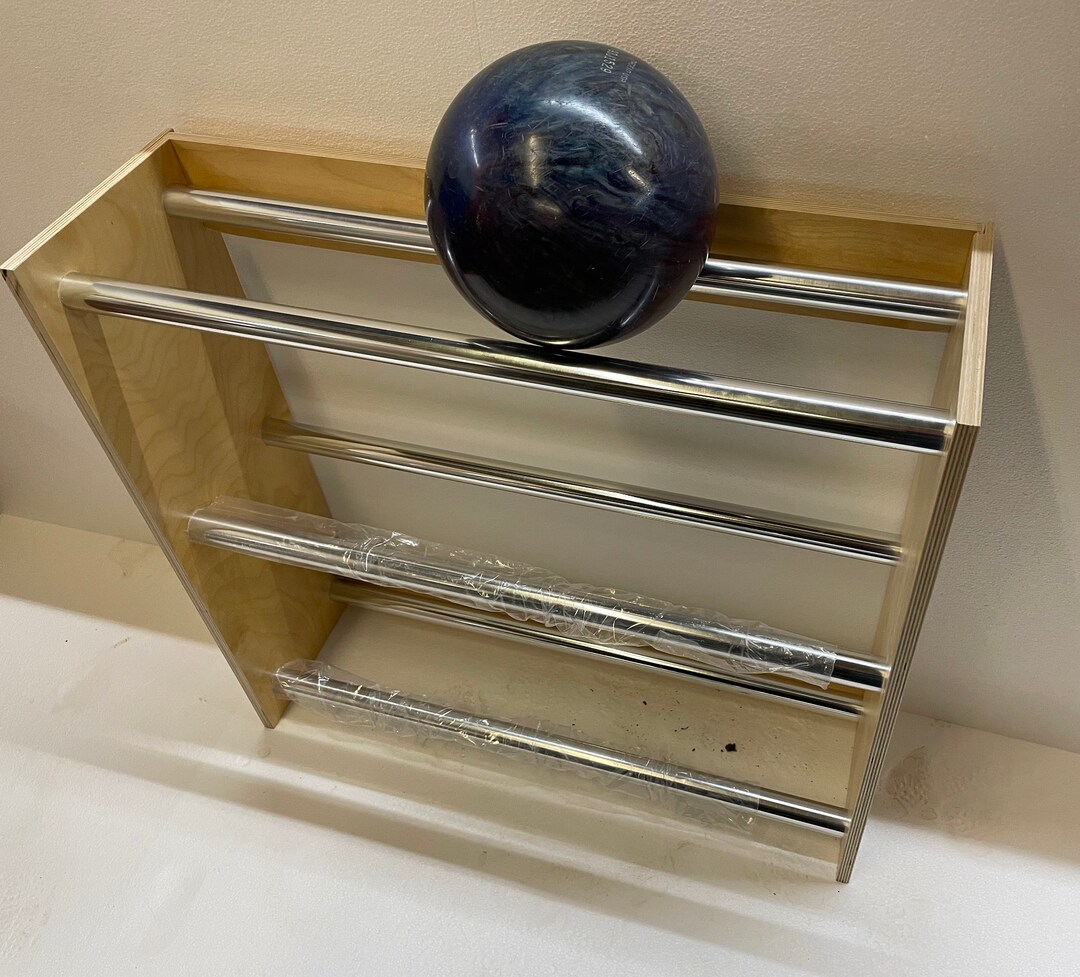 Unfinished Plywood Bowling Balls Rack Storage Organizer With Aluminum