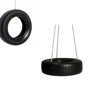 Recycled Rubber Tire Swing, Backyard Swing Kids activities, Choose Rope Color.Use Vertically or Horisontally , all hardware included.