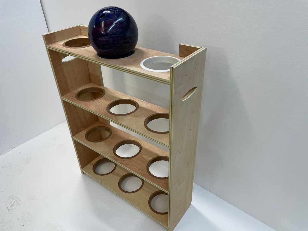 Unfinished Plywood Bowling Balls Rack Storage Organizer Choose Size and Material, Unfinished or
