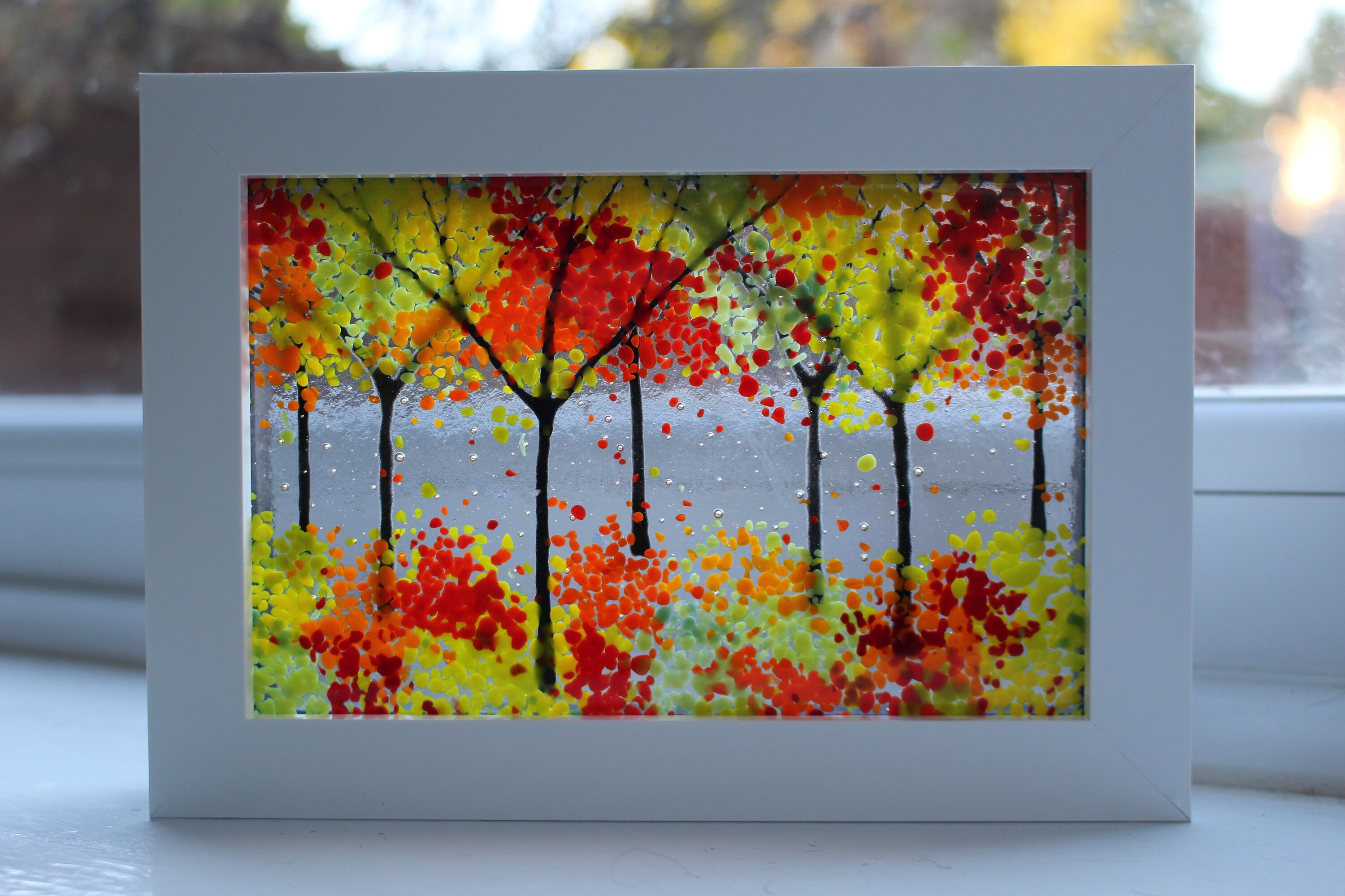 Beautiful Fused Glass Woodland Tree Picture Autumn Days Etsy