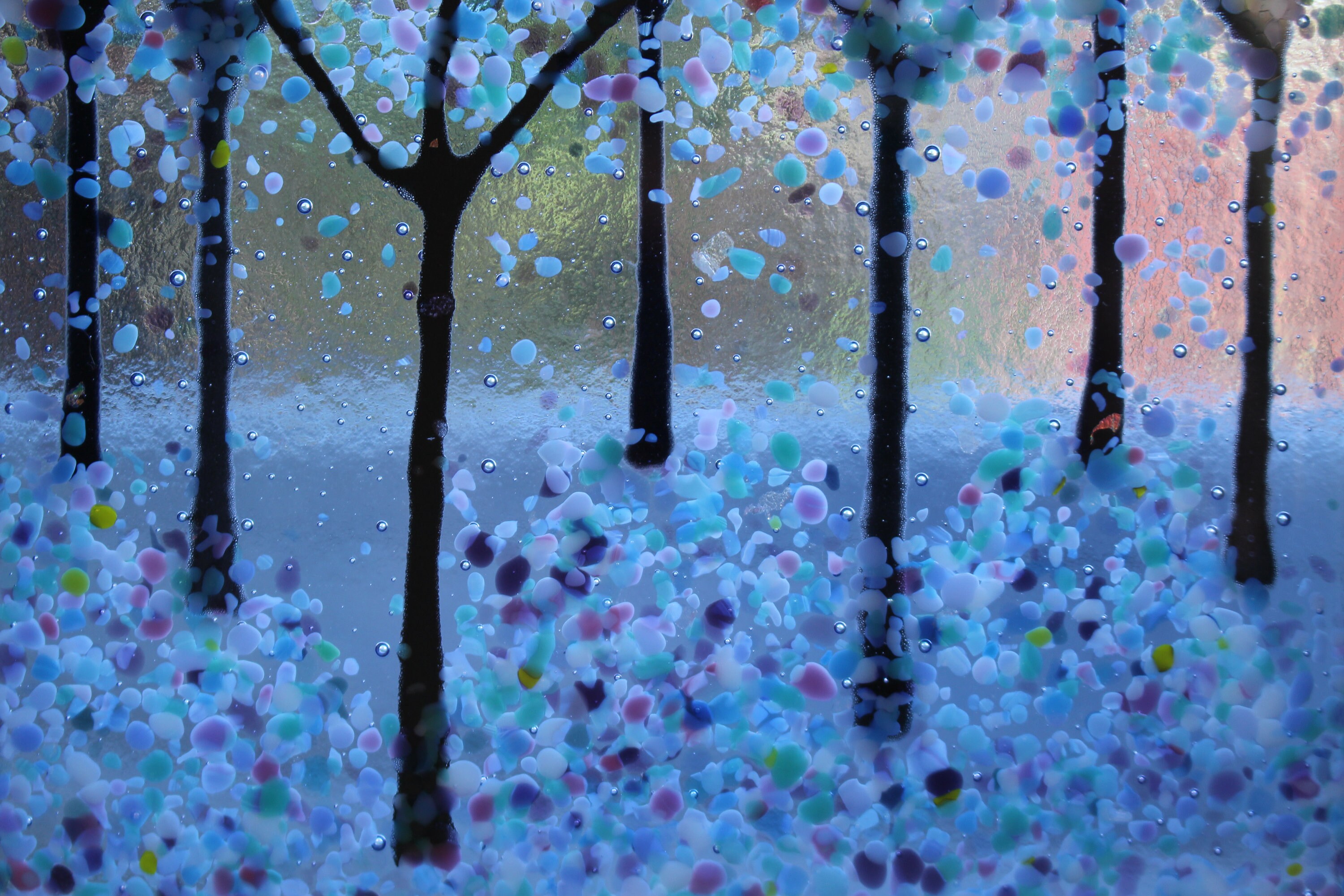 Beautiful Large Fused Glass Woodland Tree Picture sky Blue Etsy UK